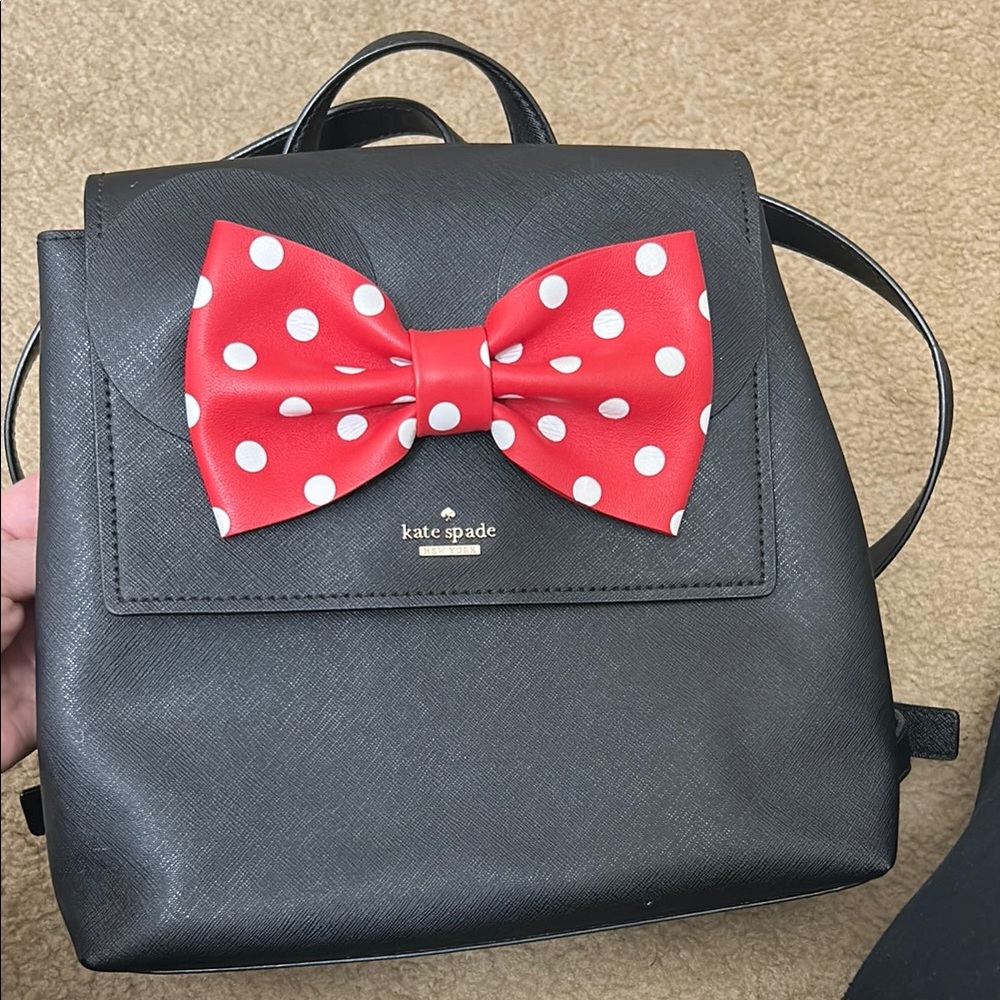 Kate Spade Black Backpack with Red Polka Dot Bow